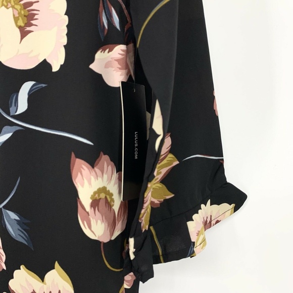 Lulus Mary Anne Shirt Dress Womens XS Black Floral Print Button Up Midi - Picture 7 of 10